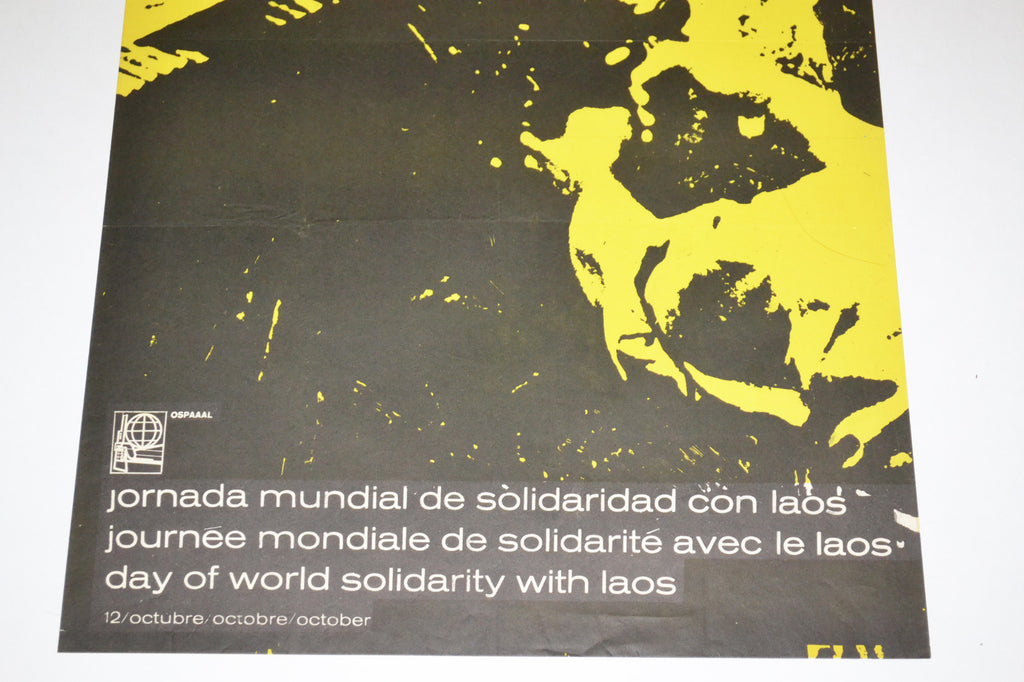 1967 Cuban ORIGINAL Political Poster.OSPAAAL Cold War art.LAOS.Asian.Solidarity