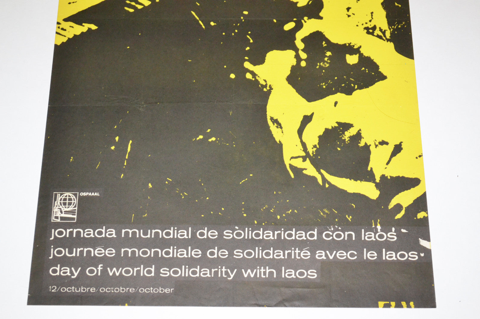 1967 Cuban ORIGINAL Political Poster.OSPAAAL Cold War art.LAOS.Asian.Solidarity