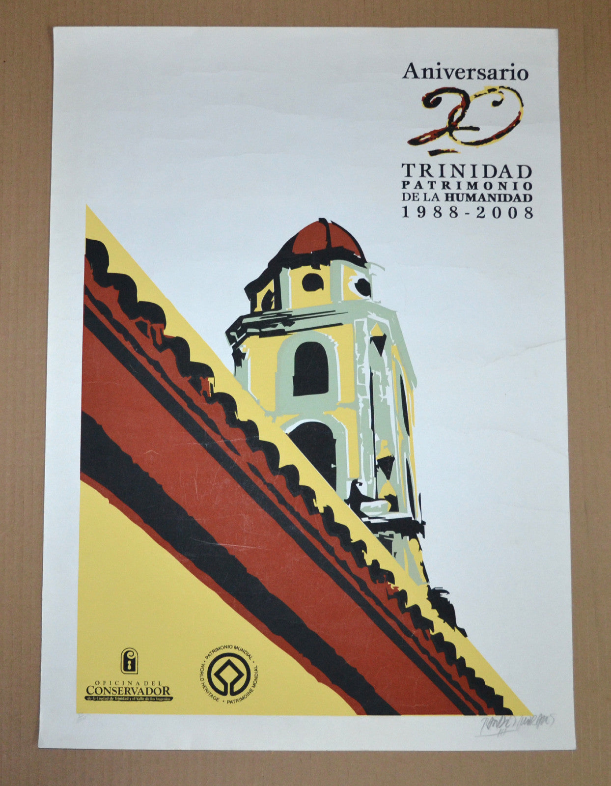 Cuban Original SILKSCREEN Poster"20th Anniversary of Trinidad City"Patrimony art