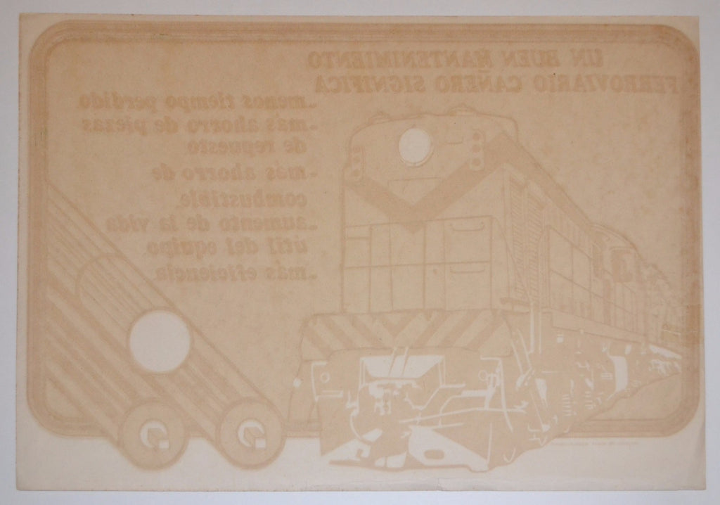 1978 Original Cuban Poster.Railroad Machine WorkShop.Maintenance board.Train art