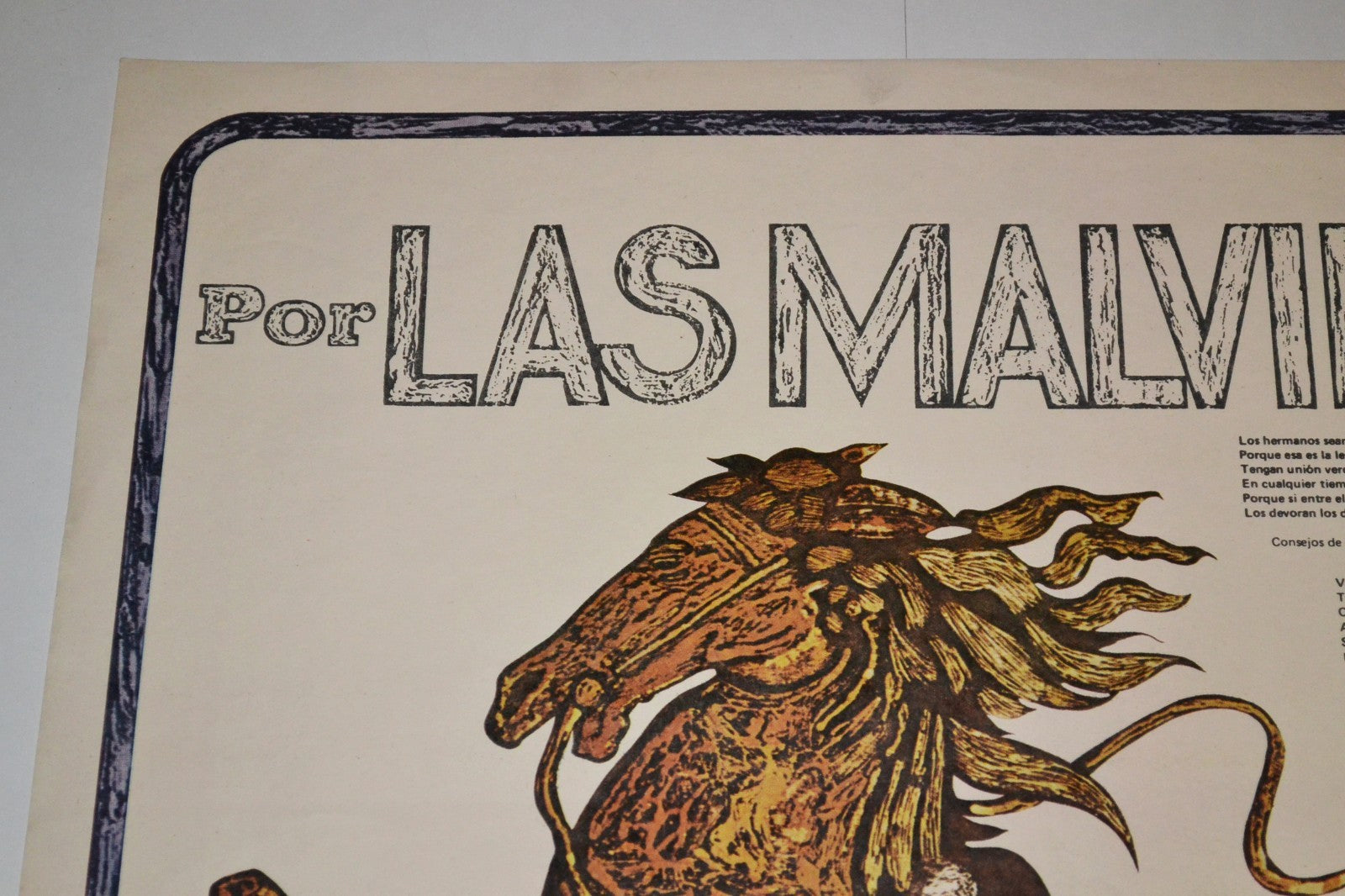 1985 Original Cuban Political OSPAAAL Poster.LAS MALVINAS.Argentina History art