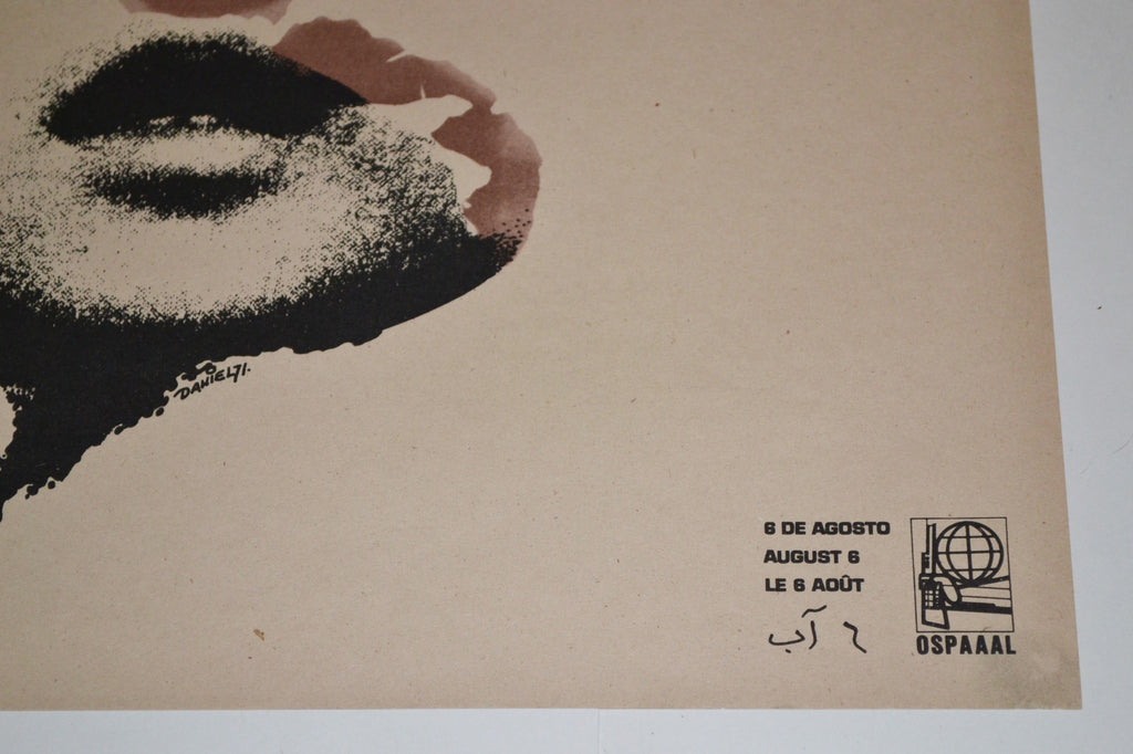 1972 Cuban Original Political Poster.Atomic Bomb.HIROSHIMA.Japan Solidarity