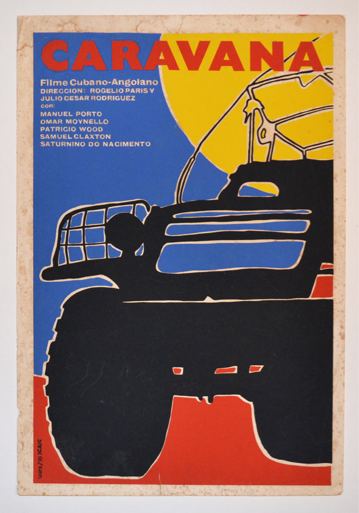1990 Cuban Original Silkscreen Movie Poster.Caravana.Angola-Cuba art cinema