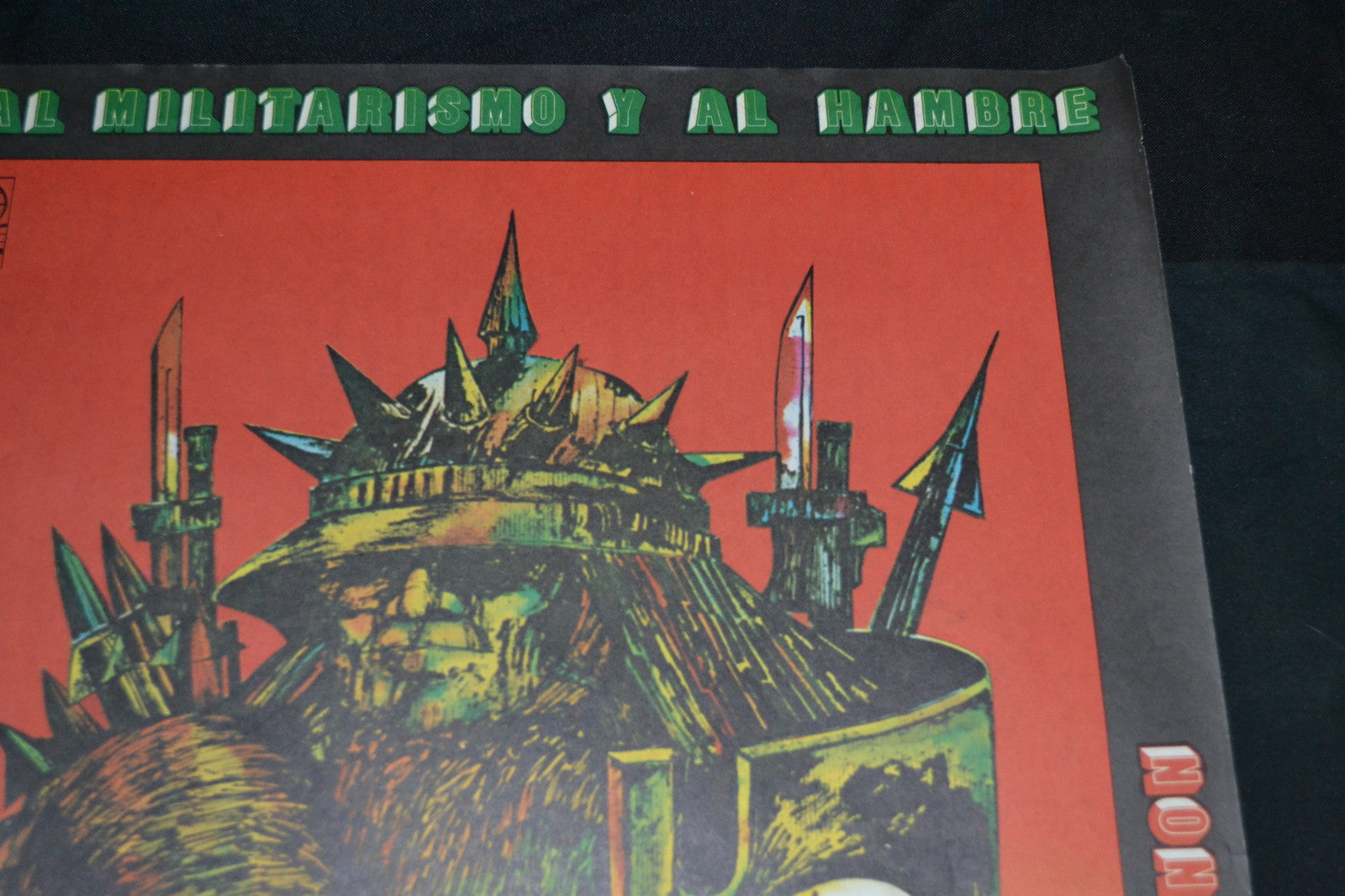 1982 Original Cuban Poster.No to Militarism and Hunger.Socialist graphic arts.