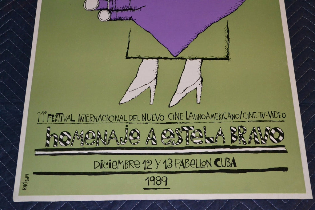1989 Cuban movie Poster"Estela Bravo Homage"Purple Heart art.Super Rare! offset.