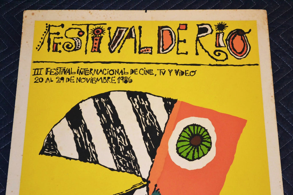 1986 Original Cuban Silkscreen Movie Poster.Rio Brazil Festival.Toucan Parrot