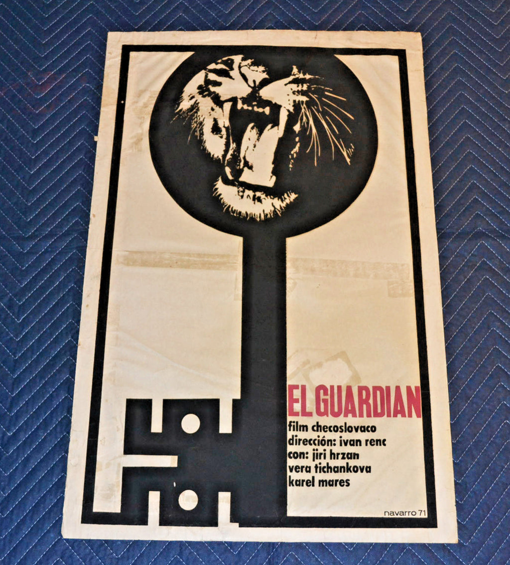 1971 Original Cuban Silkscreen Movie Poster.Prison Guard.Tiger.Czech art film.
