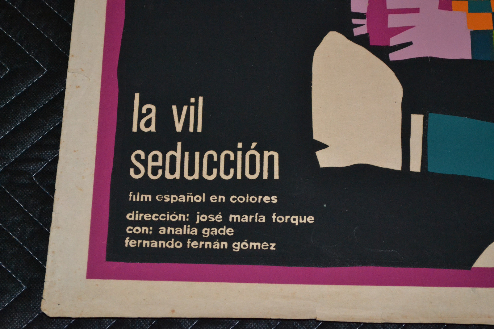 1970 Original Cuban Movie Poster"Vil Seduccion"Spain art film.Jose Maria Forque