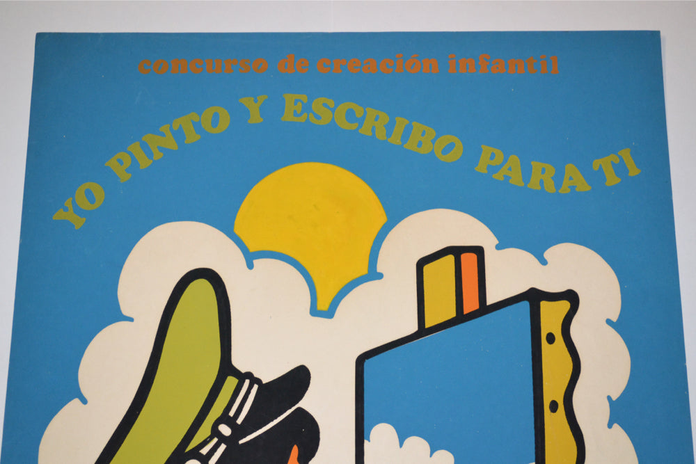 1979 Original SILKSCREEN Cuban Poster.Sing and write for you.Children.Revolution