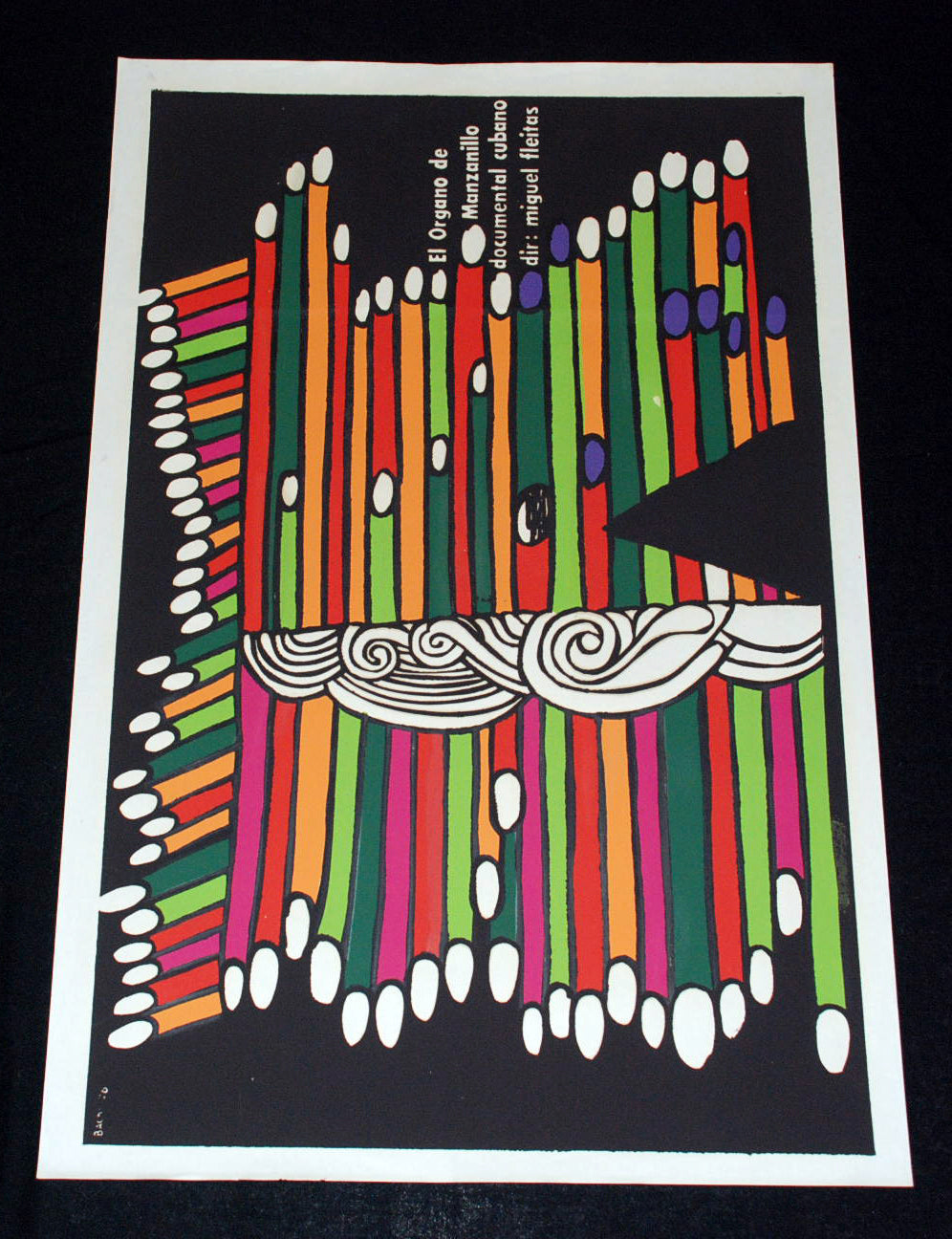 1976 Original Cuban Movie Poster"Organo de Manzanillo"Musical Organ.Colorful art