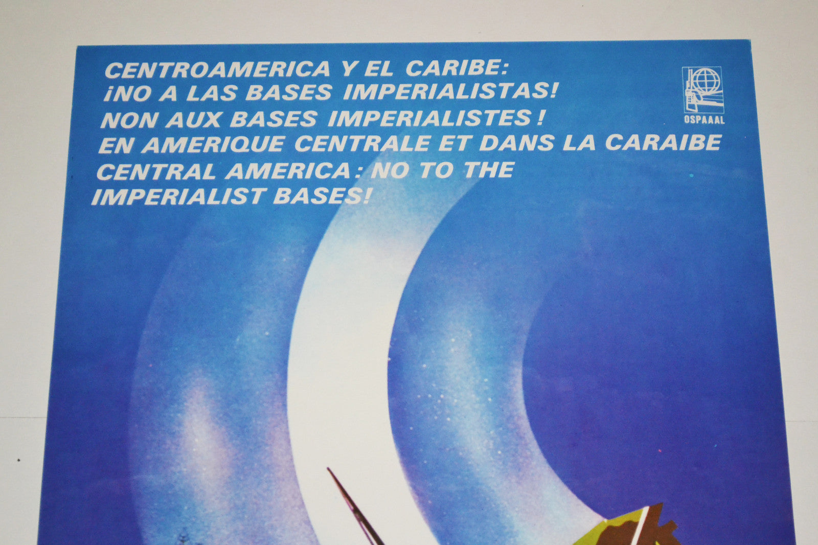 1991 Original Cuba Political Poster.Cold War Graphic.No to Imperialist Bases