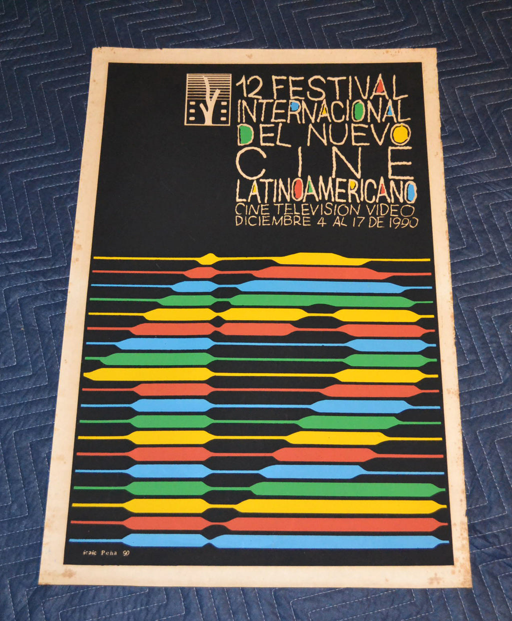 1990 Original Cuban Silkscreen Movie Poster.Festival Internacional Latin Cinema.
