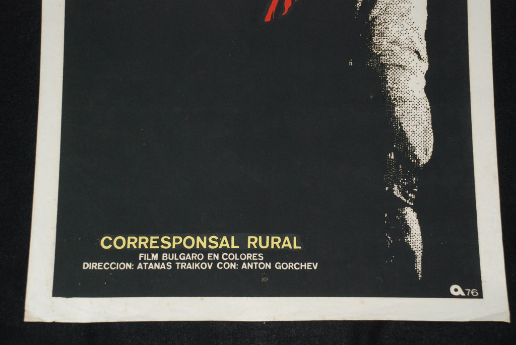 1976 Original Cuban Silkscreen Movie Poster"Corresponsal Rural"art.Bright red