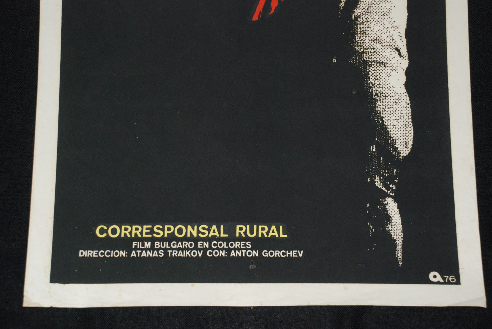 1976 Original Cuban Silkscreen Movie Poster"Corresponsal Rural"art.Bright red