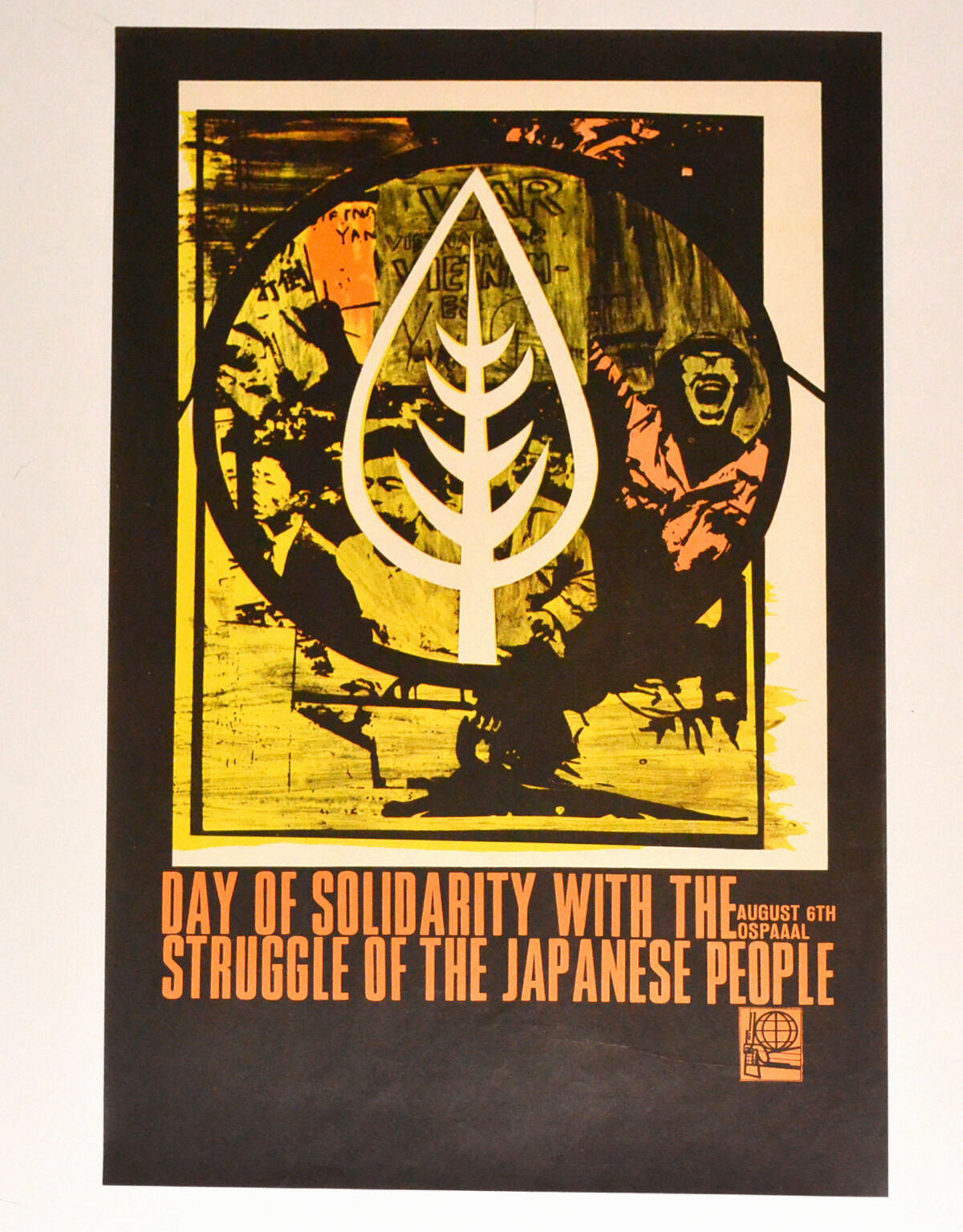 1968 Cuban Political Poster.Cold War art.OSPAAAL Solidarity with Japan.English