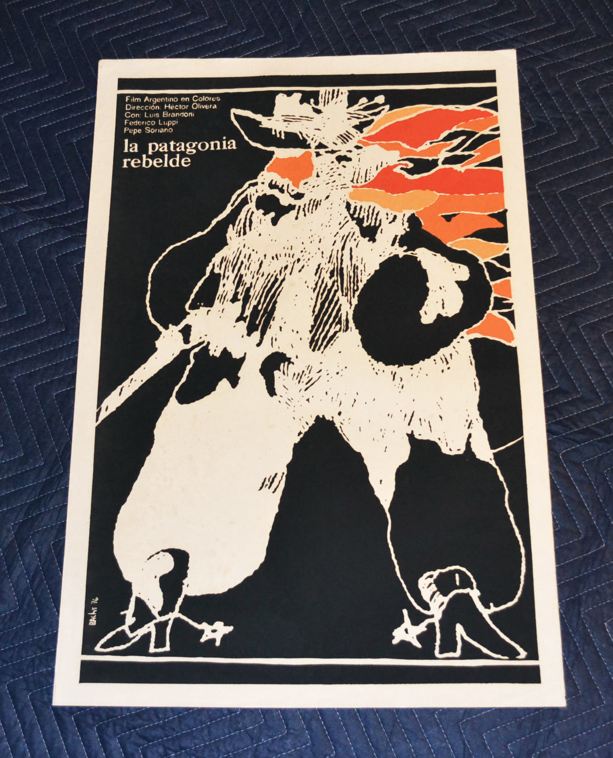 1976 Original Cuban Silkscreen Movie Poster.La Patagonia Rebelde.Argentina art.