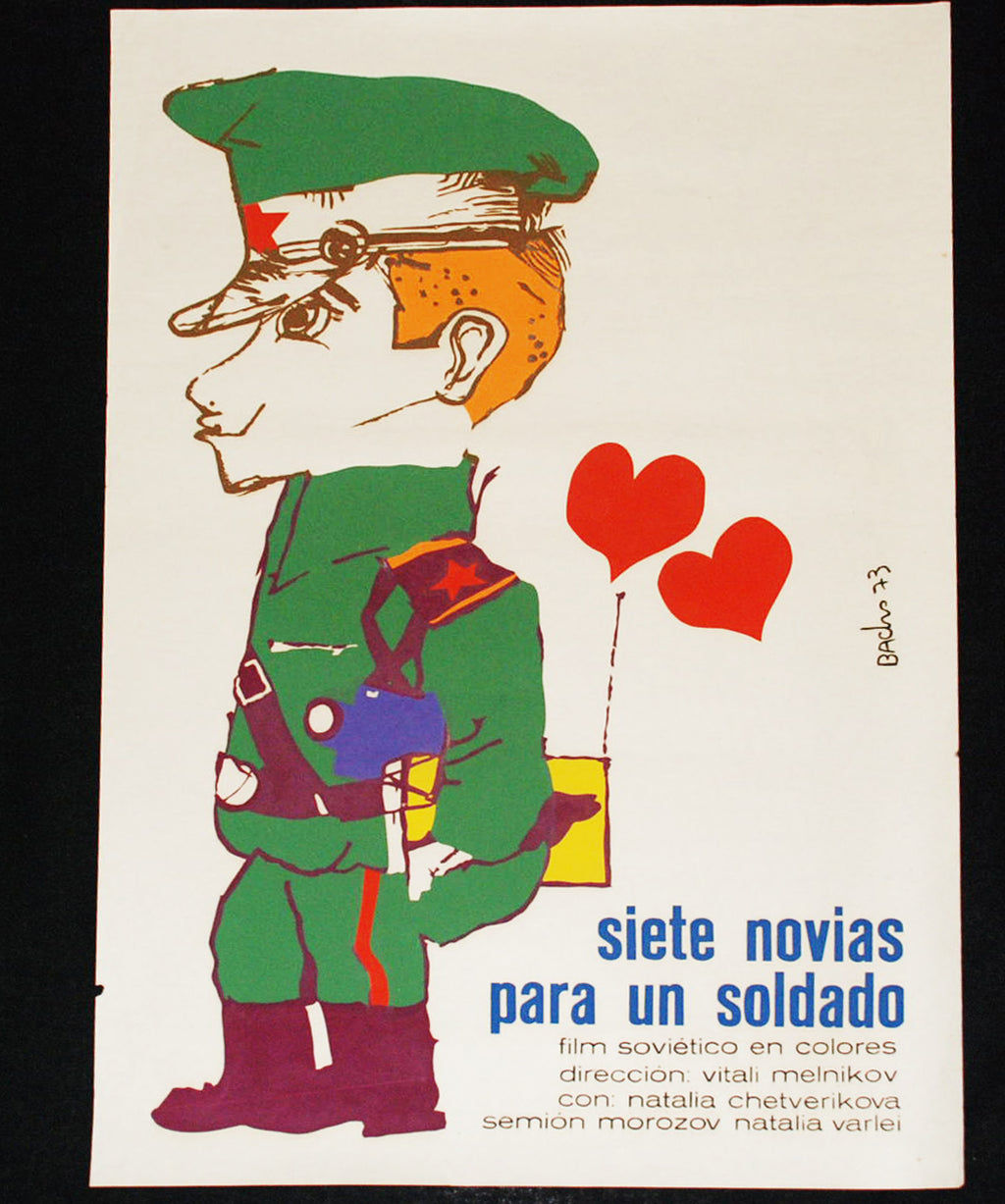 1973 Cuban ORIGINAL Movie Poster"Russian soldier"Soviet.Collectible.Authentic