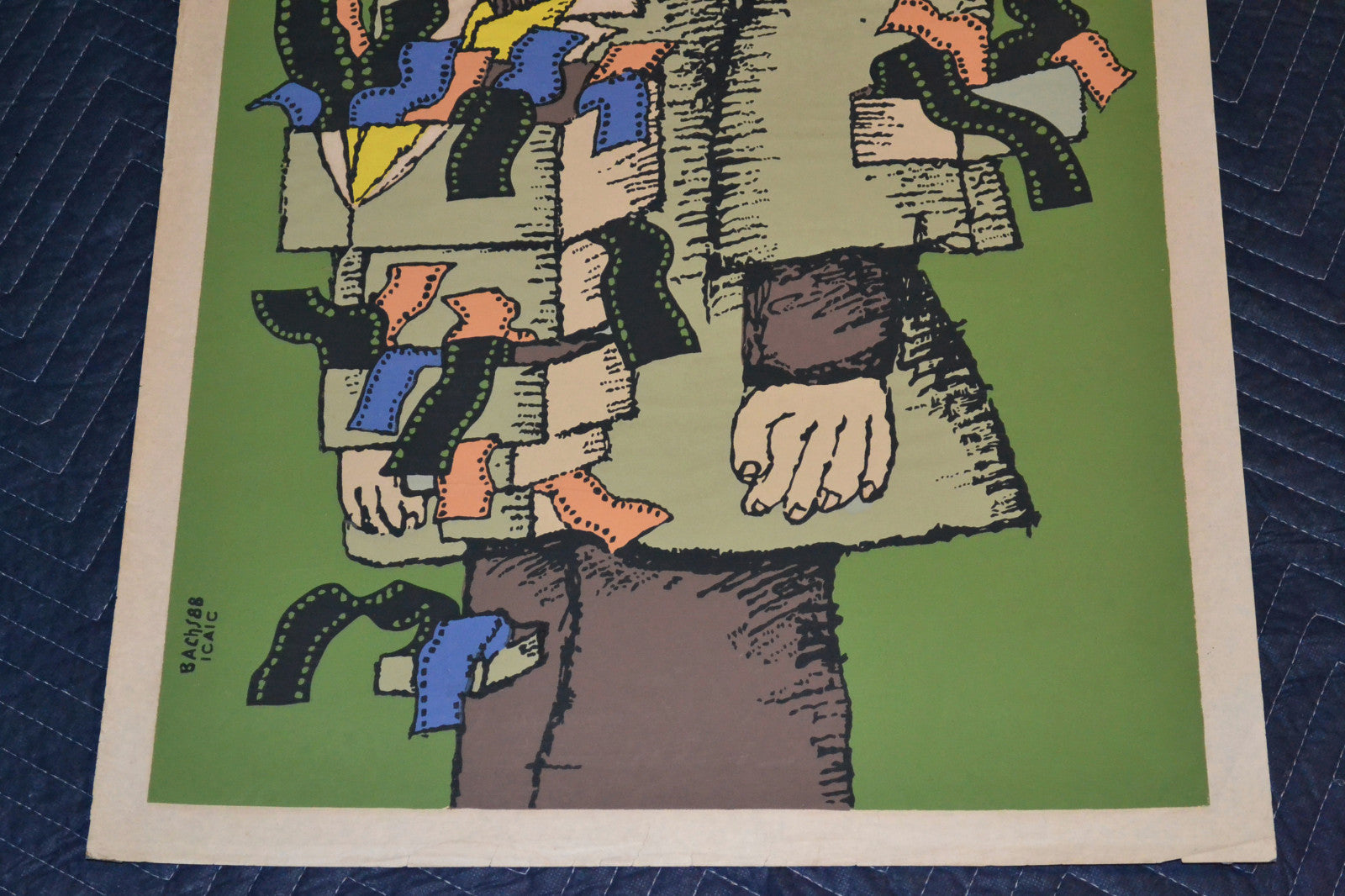 1988 Original Cuban Silkscreen Movie Poster.FIAF Congress n Paris.Film archives.