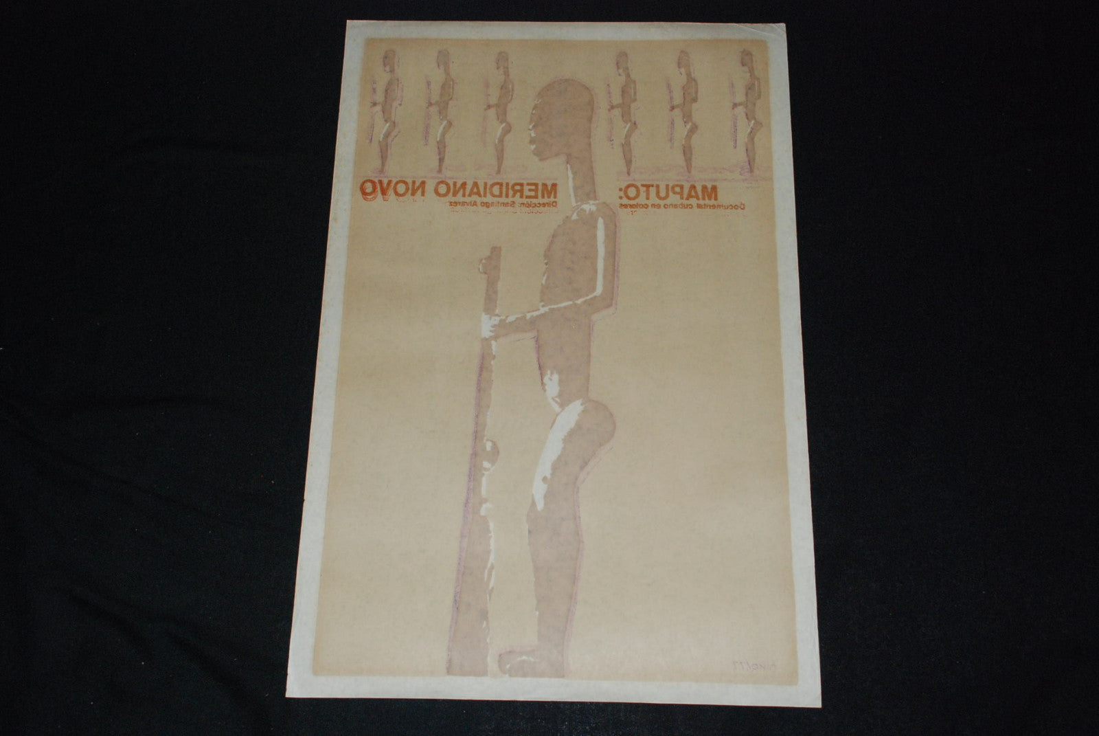 1977 Cuban Movie Poster"MAPUTO"African Senufo Warrior.Religious idol art.Mint.