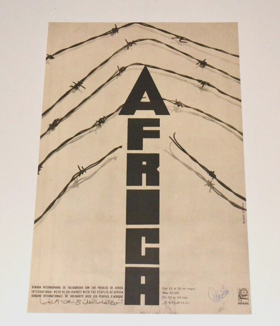1973 Cuban Original Political Poster.Anti-Colonialism Apartheid.AFRICA.SIgned!
