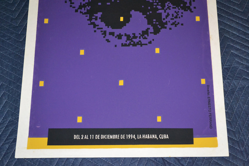 1994 Original Cuban Silkscreen Movie Poster"16th Cinema film art Festival.Purple