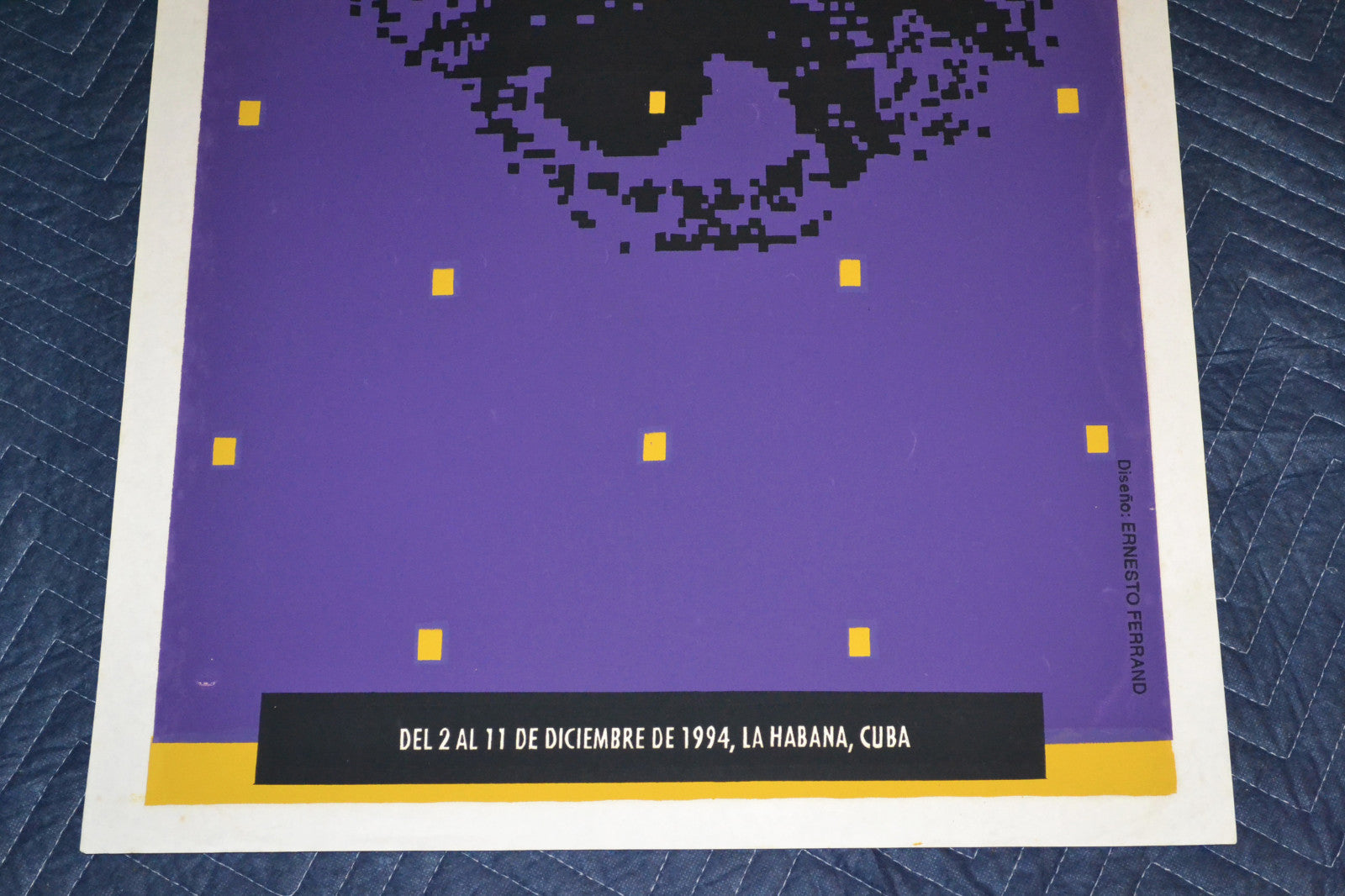 1994 Original Cuban Silkscreen Movie Poster"16th Cinema film art Festival.Purple