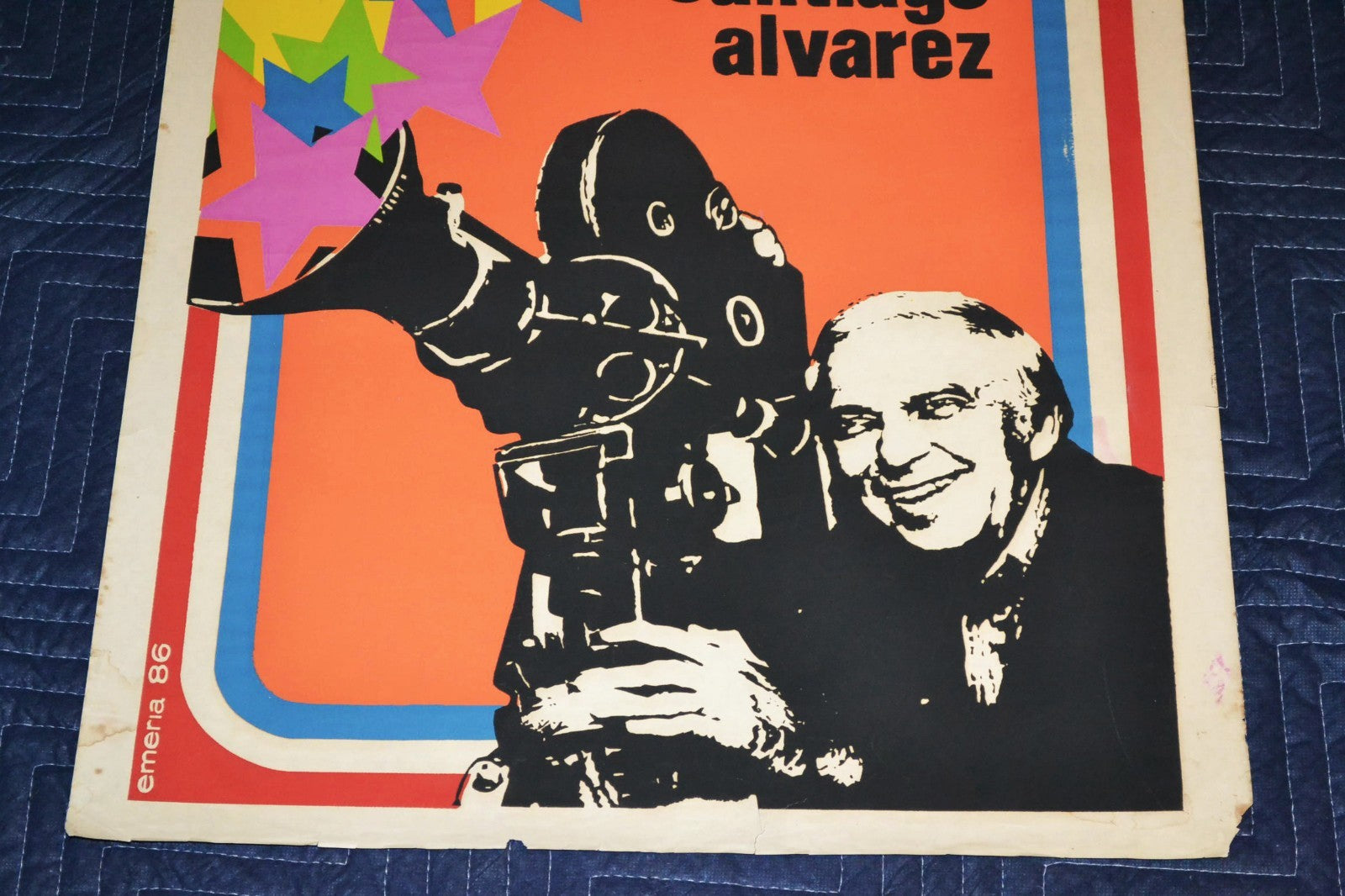 1986 Original Cuban Silkscreen Movie Poster.Santiago Alvarez retrospective.Art