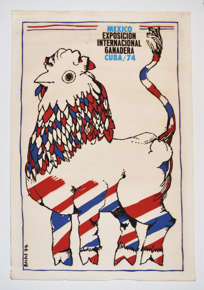 1974 Cuban Original Silkscreen Movie Poster.Farming.Ranching.Cattle.Chicken Cow