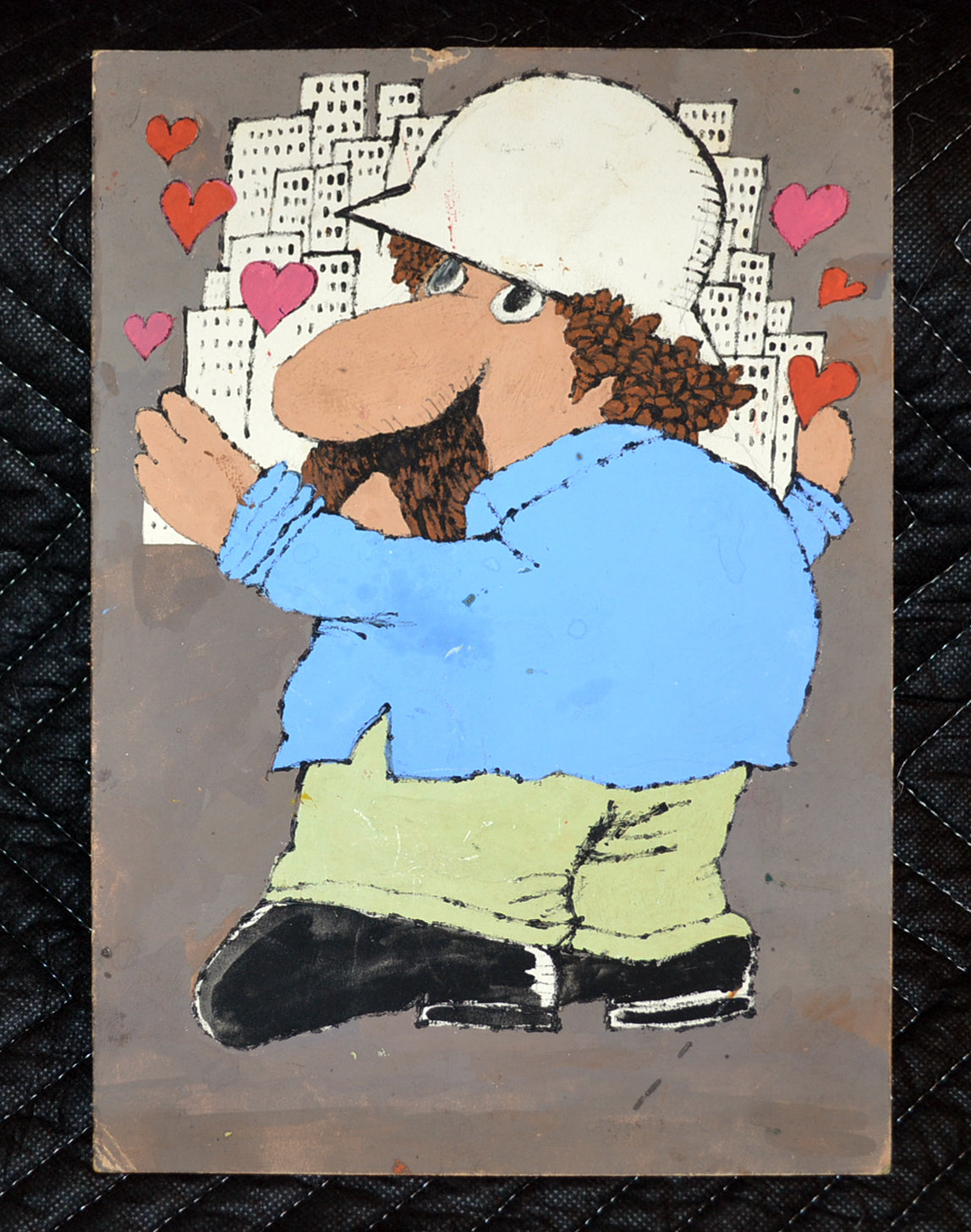 1981 Original Cuban Movie Poster MOCKUP"Worker loves the city"Painting.Film art