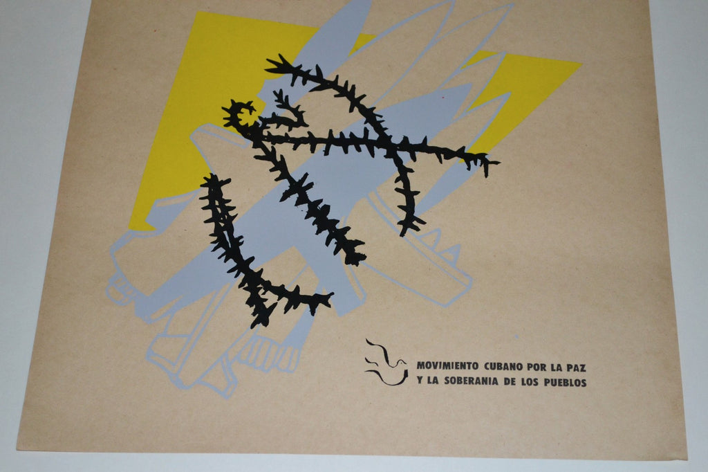 1996 Original Cuban Silkscreen Poster"Military Bases"Castro.Army.Barb wire art