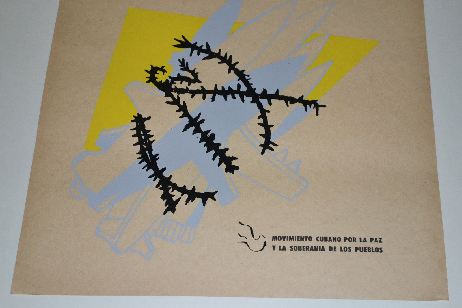 1996 Original Cuban Silkscreen Poster"Military Bases"Castro.Army.Barb wire art