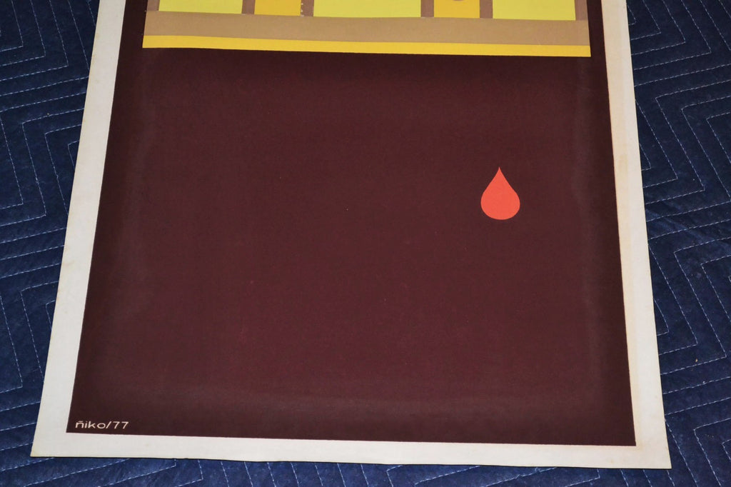 1977 Original Cuban Silkscreen Poster.The Wedding of Yoan Asen.Church.Blood drop