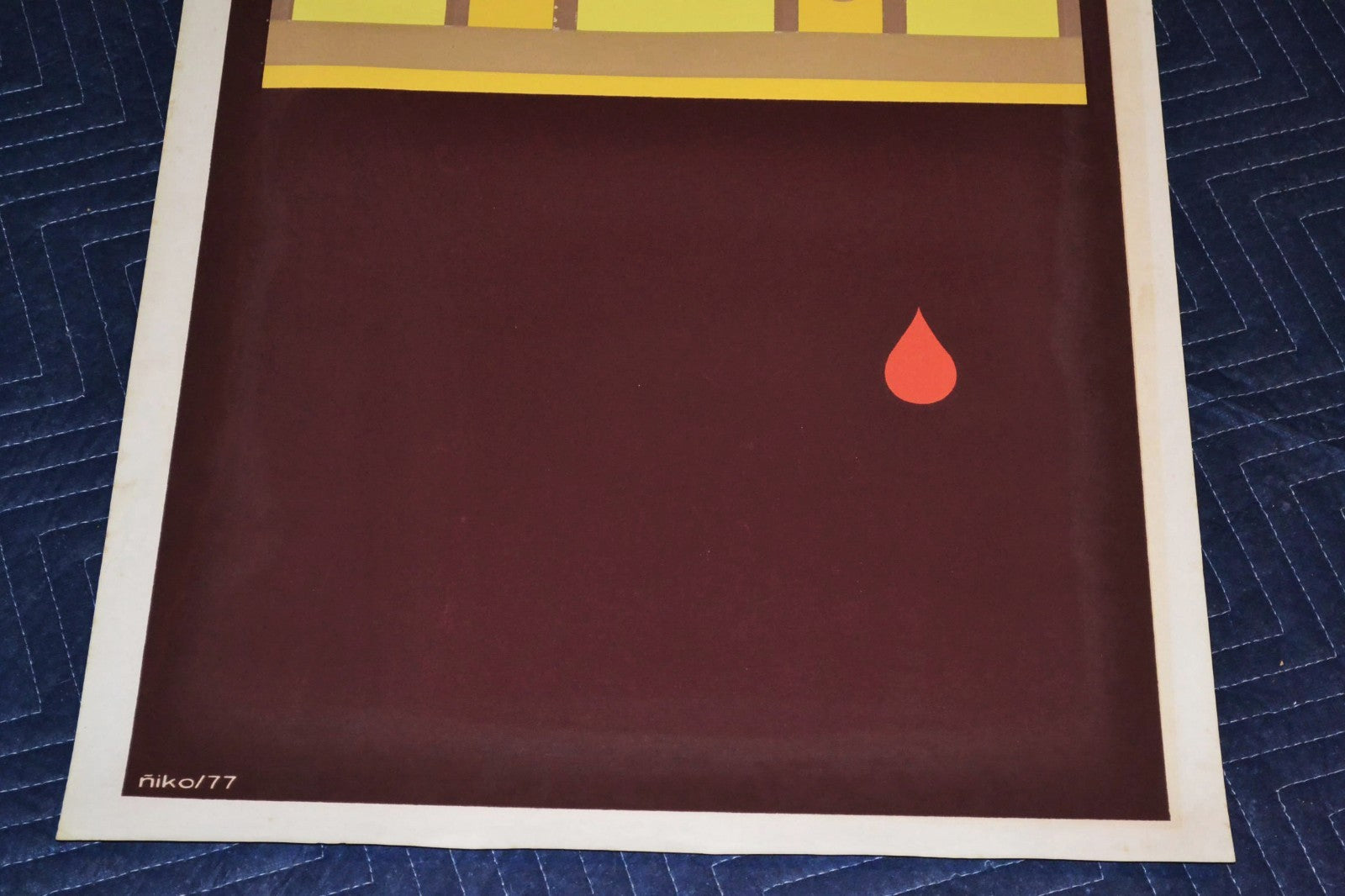 1977 Original Cuban Silkscreen Poster.The Wedding of Yoan Asen.Church.Blood drop