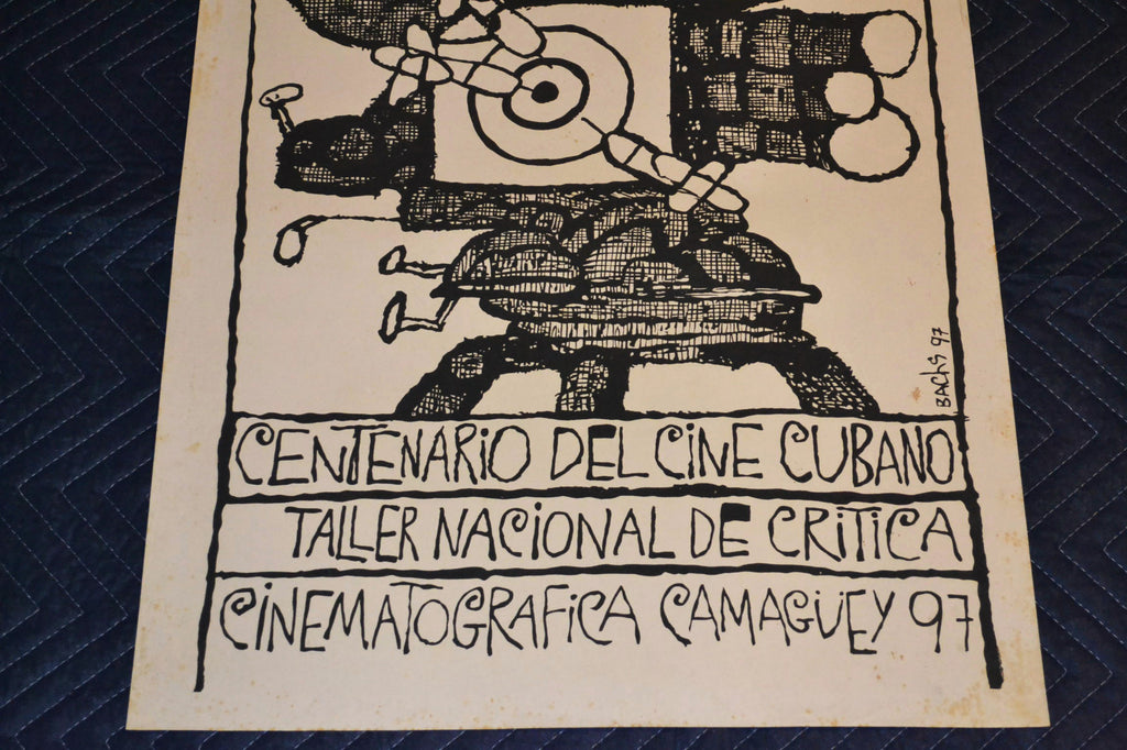 1997 Original Cuban Silkscreen Movie Poster.Century of Cuba Cinema.Camera art.