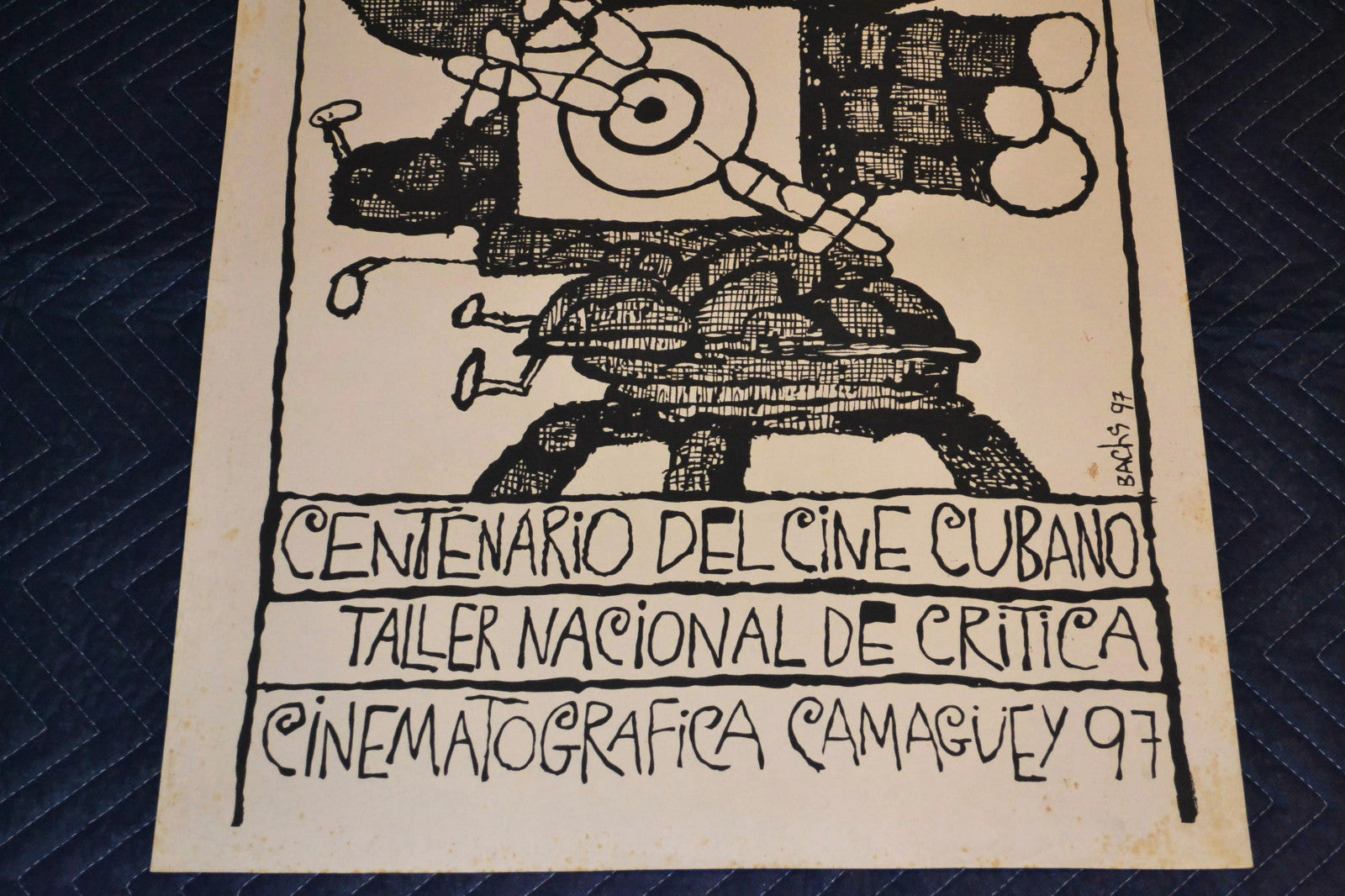 1997 Original Cuban Silkscreen Movie Poster.Century of Cuba Cinema.Camera art.
