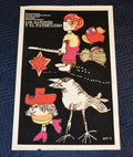 1972 Original Cuban Silkscreen Movie Poster.Mice birds boy flies broom.Children.