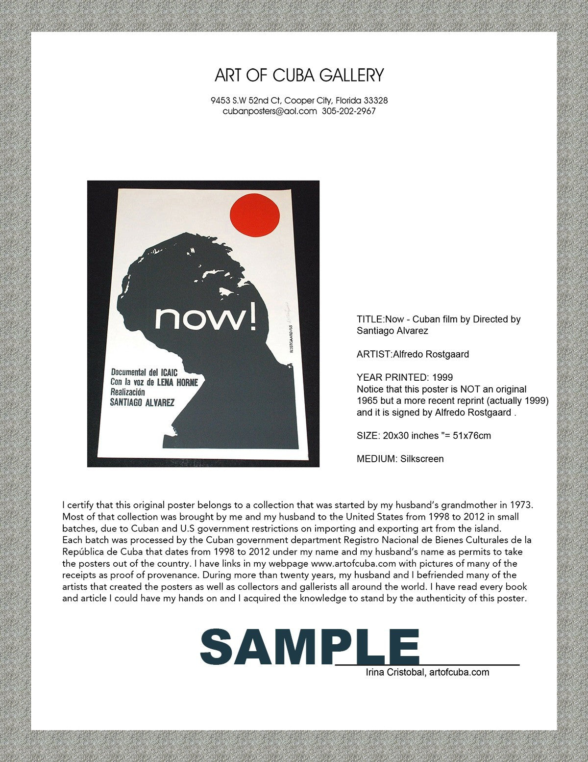 Original Cuban Movie Poster"Woman with RED CAPE"VEry Rare.Only Few Made.Art.