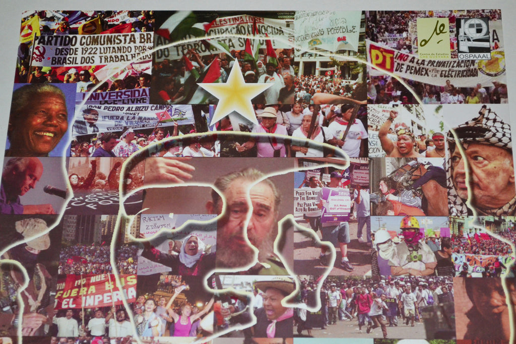 Original Cuba Political Poster.Cold War Graphics.Castro.Mandela.Arafat.Socialism