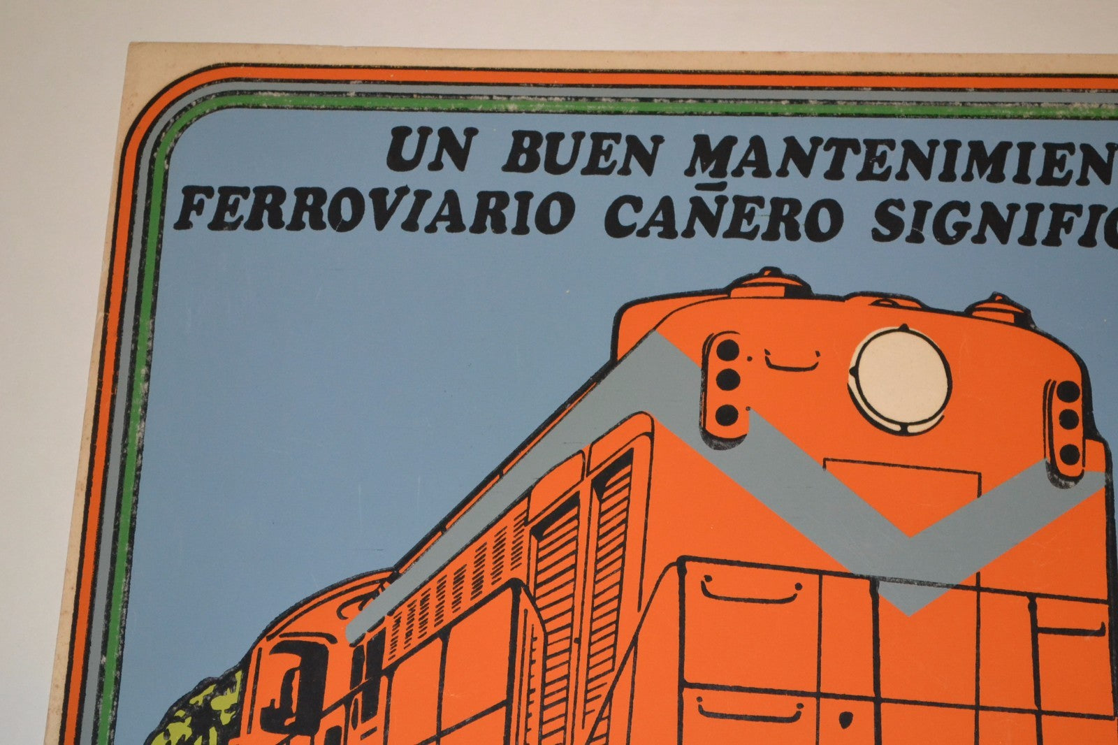 1978 Original Cuban Poster.Railroad Machine WorkShop.Maintenance board.Train art
