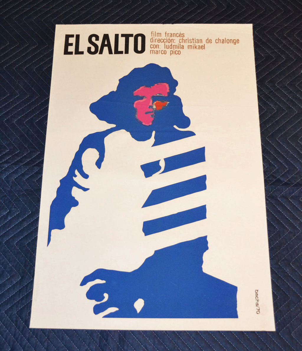 1970 Original Cuban Silkscreen Movie Poster.El Salto.Jump.French art film.