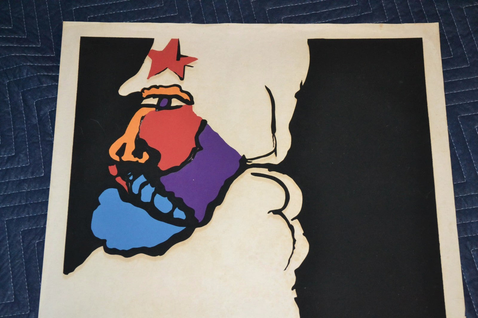 1974 Original Cuban Silkscreen Movie Poster.Hard back bread.Russian soviet art