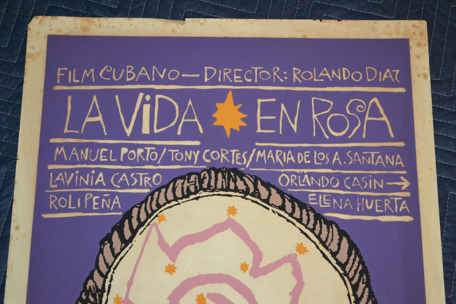 1989 Original Cuban Silkscreen Movie Poster.La vida en rosa.Rosy life.Mirror.art