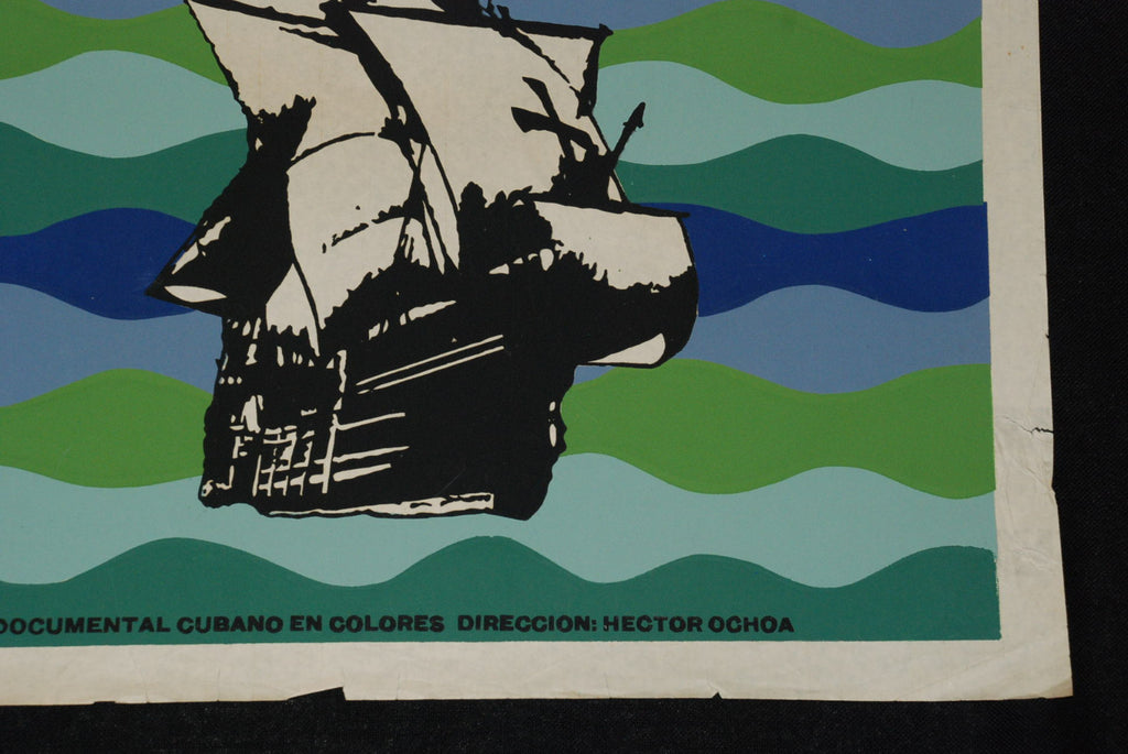 1986 Original Cuban Movie Poster.Plakat.Huracan"Hurricane"Sailship art.Sail ship