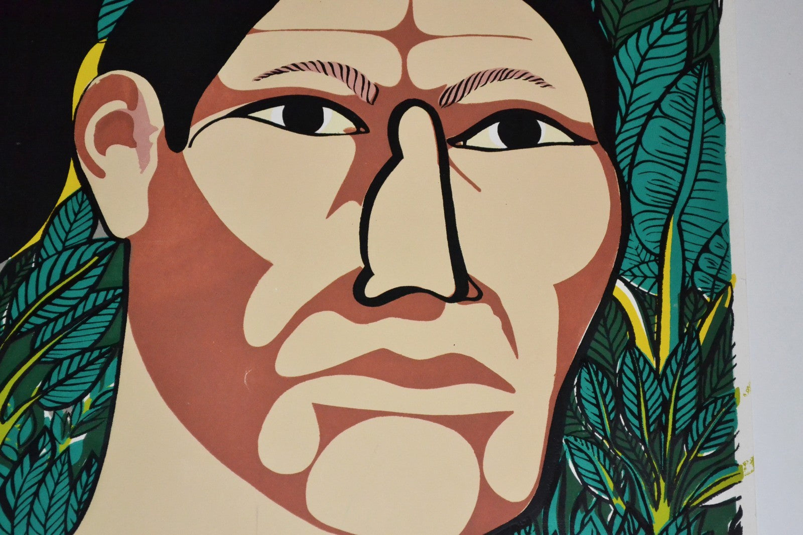 1993 Cuban SILKSCREEN Political Poster.HATUEY FirsT Guerrilla.Aboriginal art