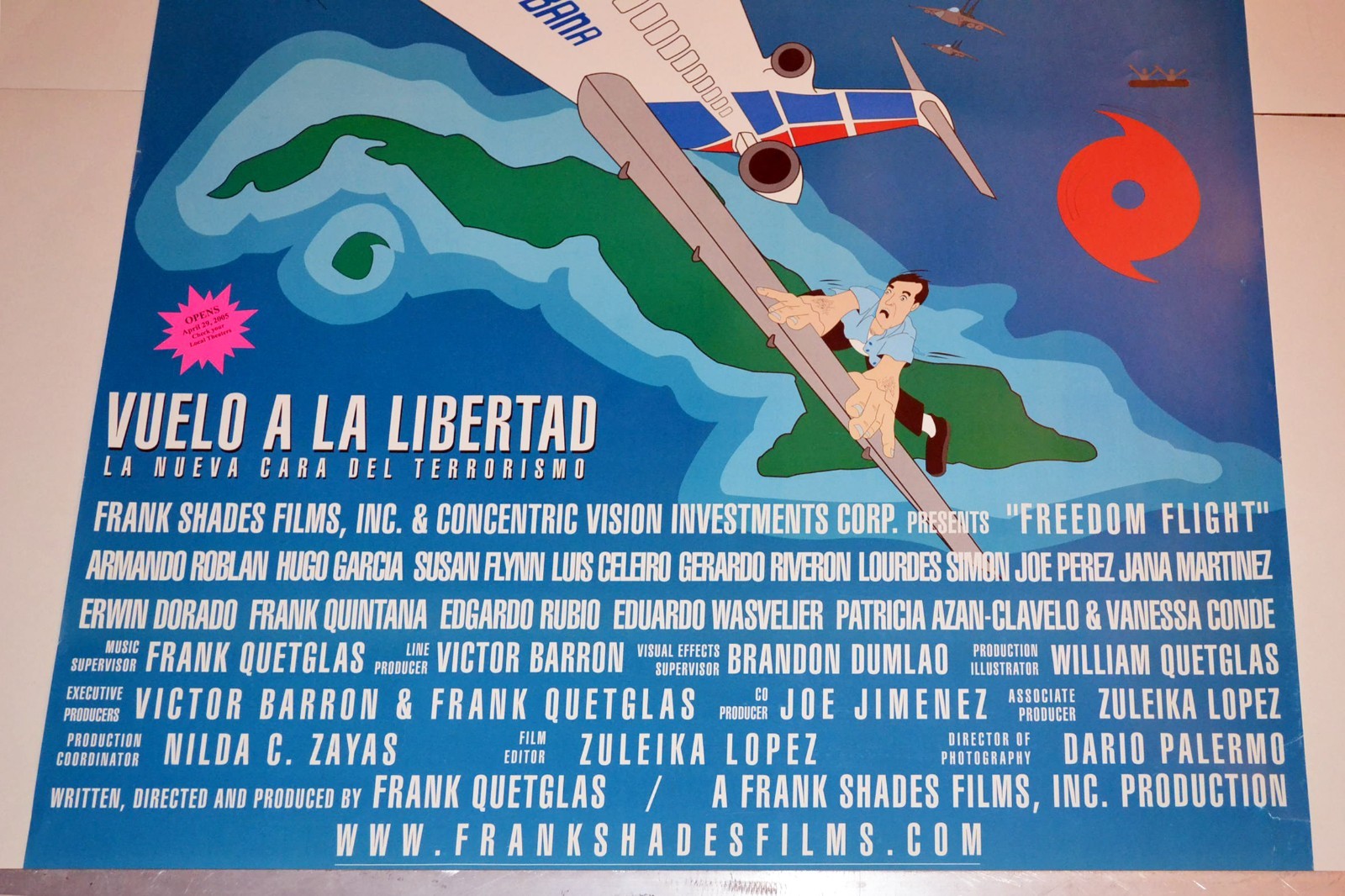 Original Cuban movie Poster.Freedom Flight.CubanAmerican art.Exiles.Miami.Castro