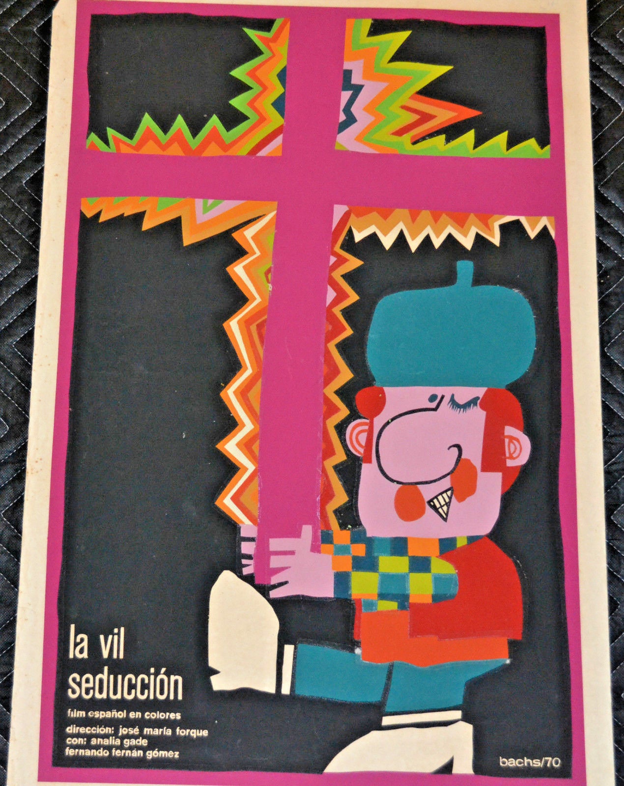 1970 Original Cuban Movie Poster"Vil Seduccion"Spain art film.Jose Maria Forque