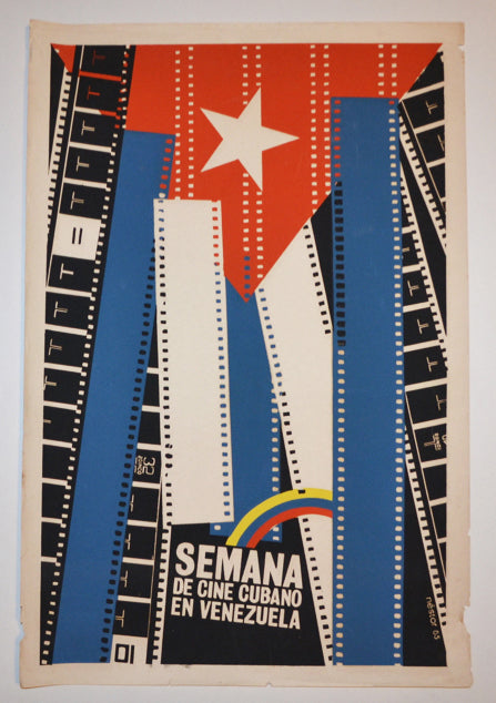 1985 Cuban Original Silkscreen Movie Poster.Cinema in Venezuela.Graphic art