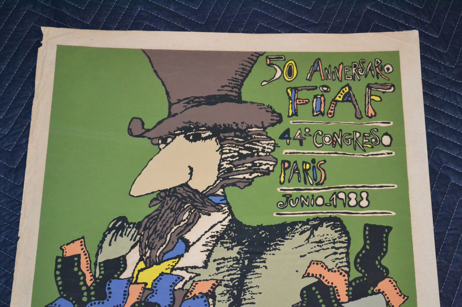 1988 Original Cuban Silkscreen Movie Poster.FIAF Congress n Paris.Film archives.