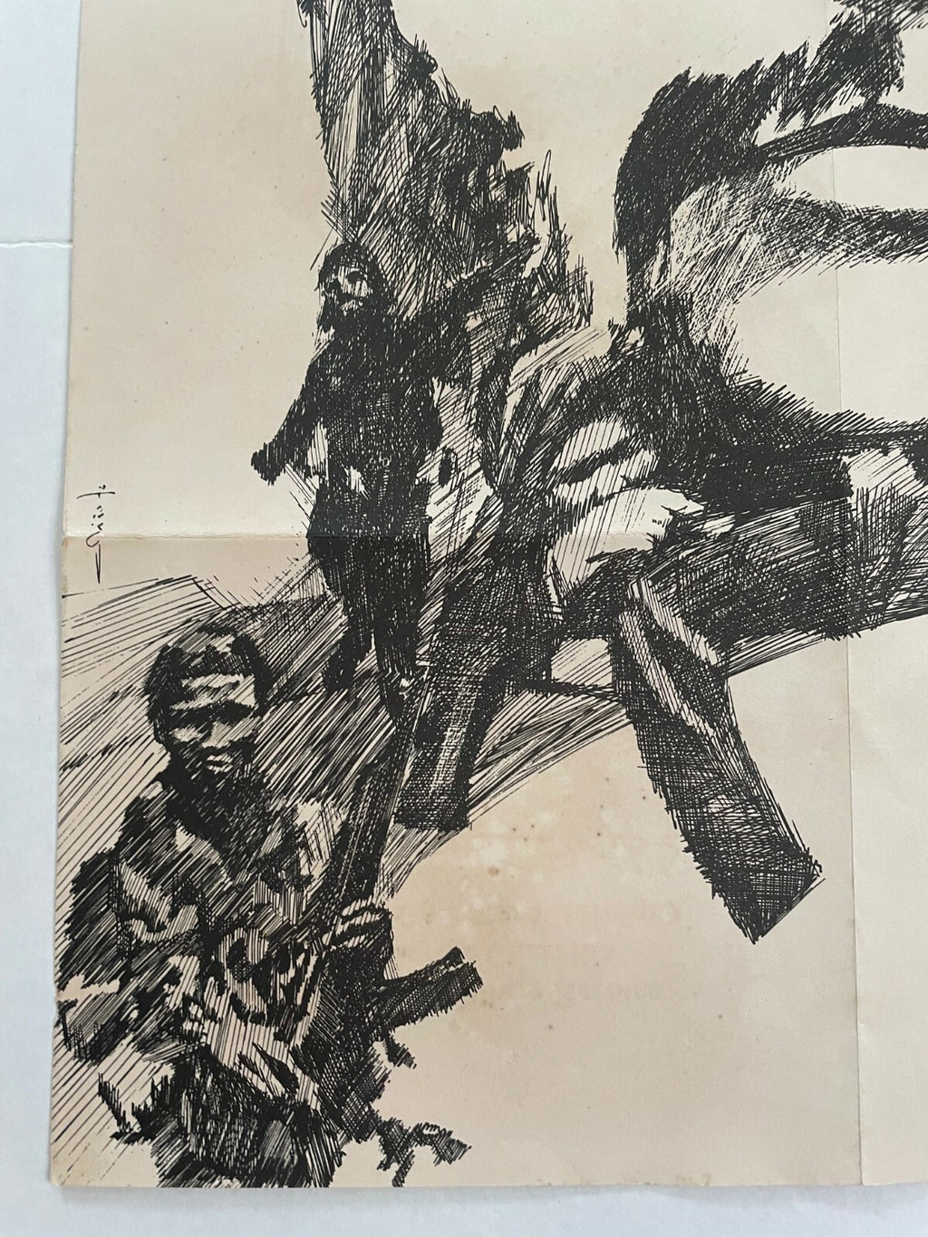 1971 Original Cuba Political Poster.Cold War art.Che Guevara Heroic guerrilla