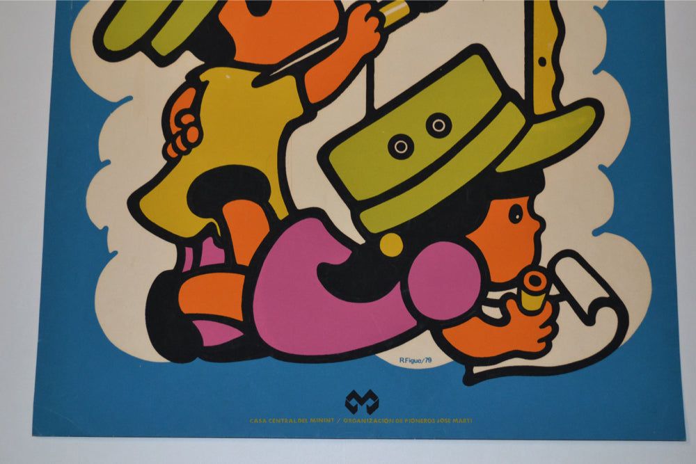 1979 Original SILKSCREEN Cuban Poster.Sing and write for you.Children.Revolution